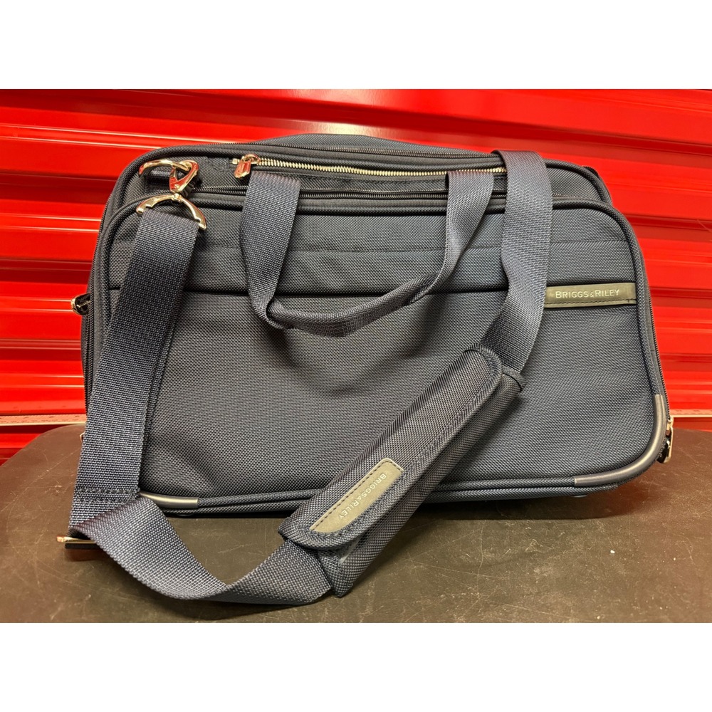 Briggs & Riley Navy Blue Ballistic Nylon Laptop Briefcase Business Travel Bag